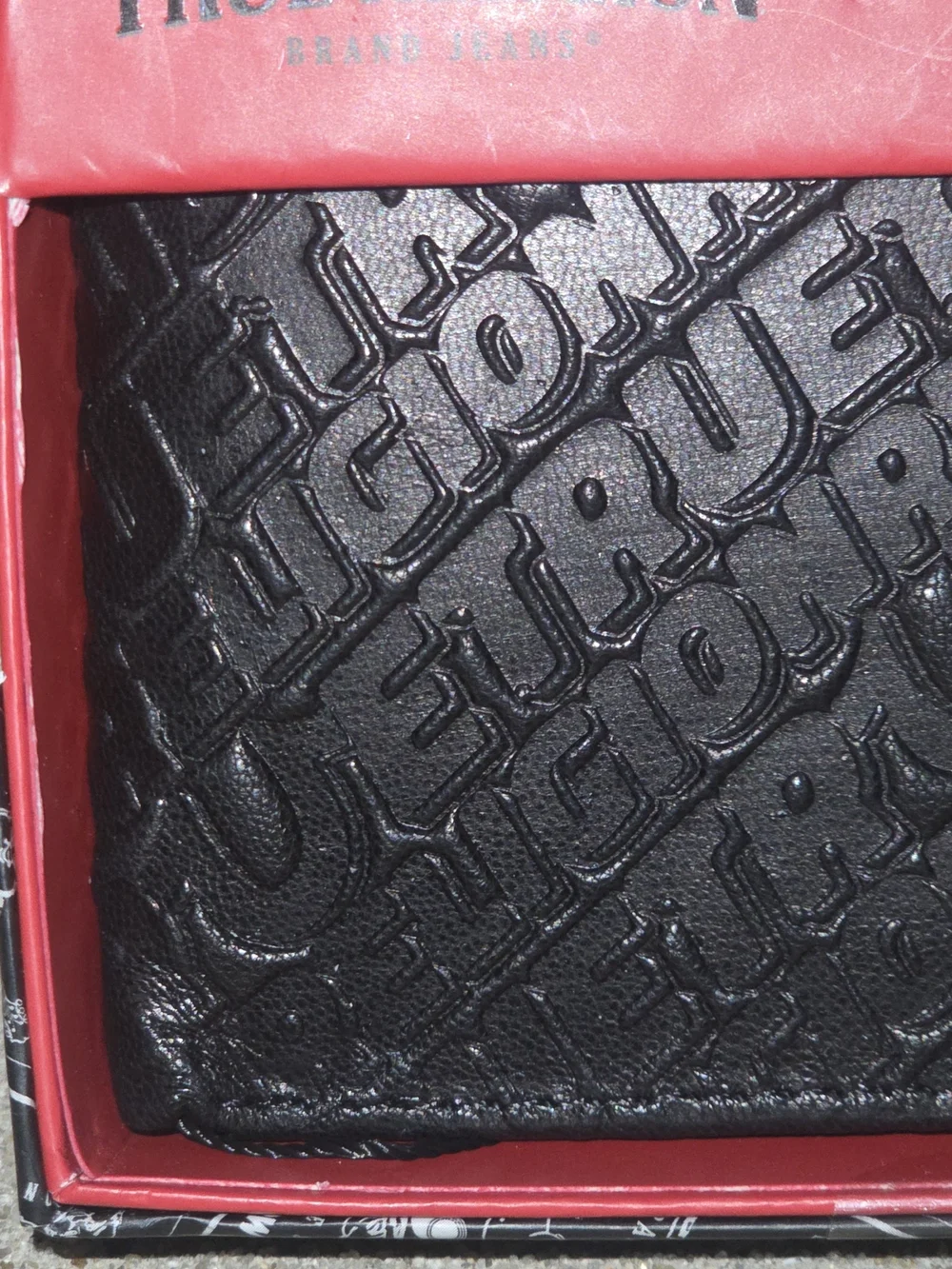 True Religion Embossed Black Leather Wallet